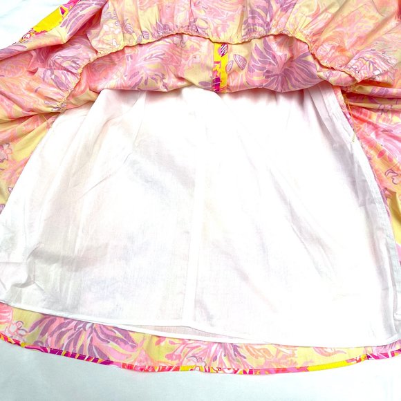 NWT Bri Cotton Midi Dress Calla Yellow Coral Floral Dress S - Picture 15 of 16